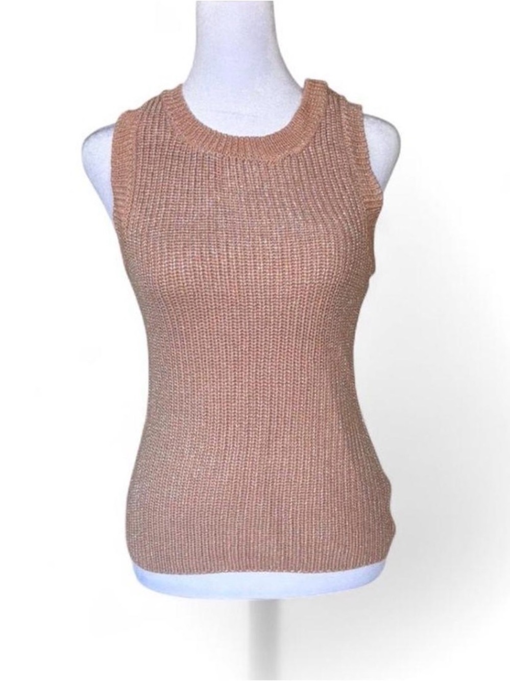 Boston Proper Sleeveless Ribbed Tank in Dusty Rose